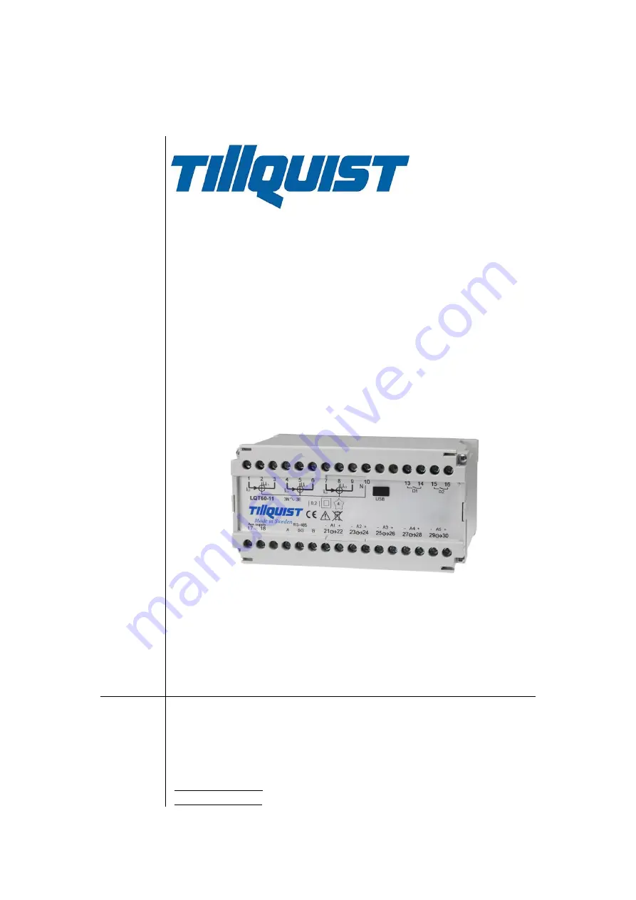 TILLQUIST LQT60 Скачать руководство пользователя страница 1