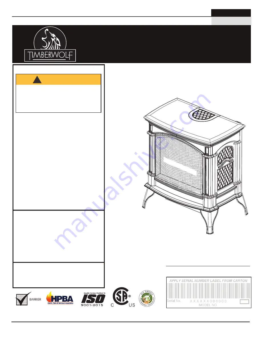 Timberwolf TDS60-1N Installation And Operation Manual Download Page 1