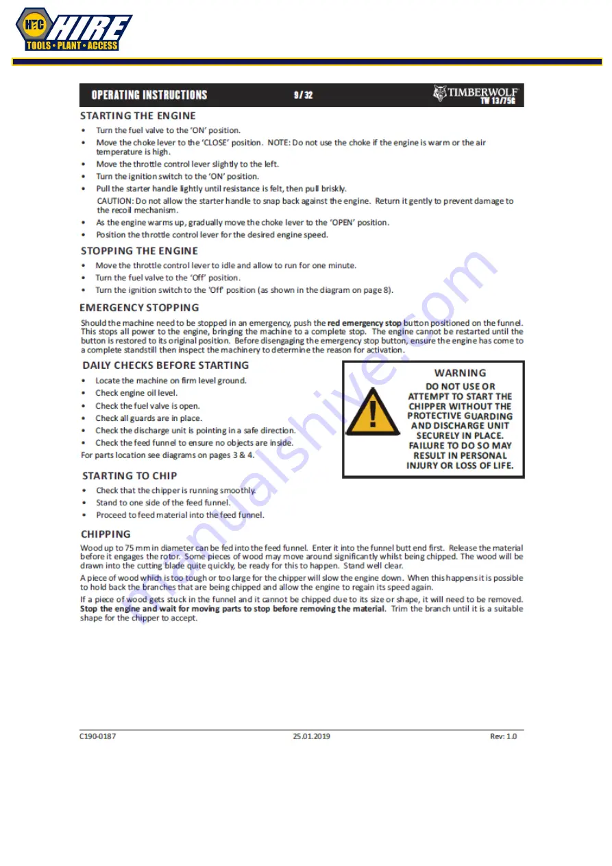 Timberwolf TW 13/75G Instruction Manual Download Page 8