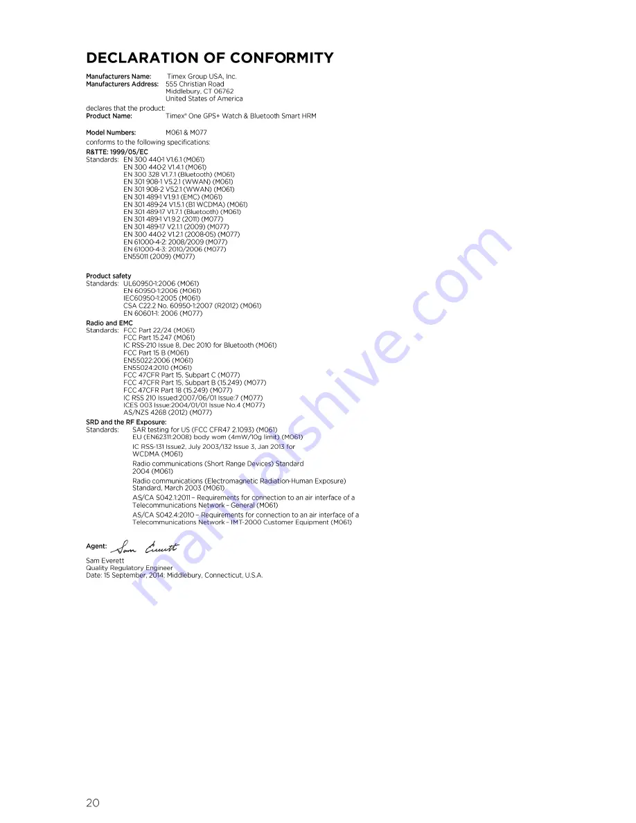 Timex IRONMAN ONE GPS+ User Manual Download Page 20