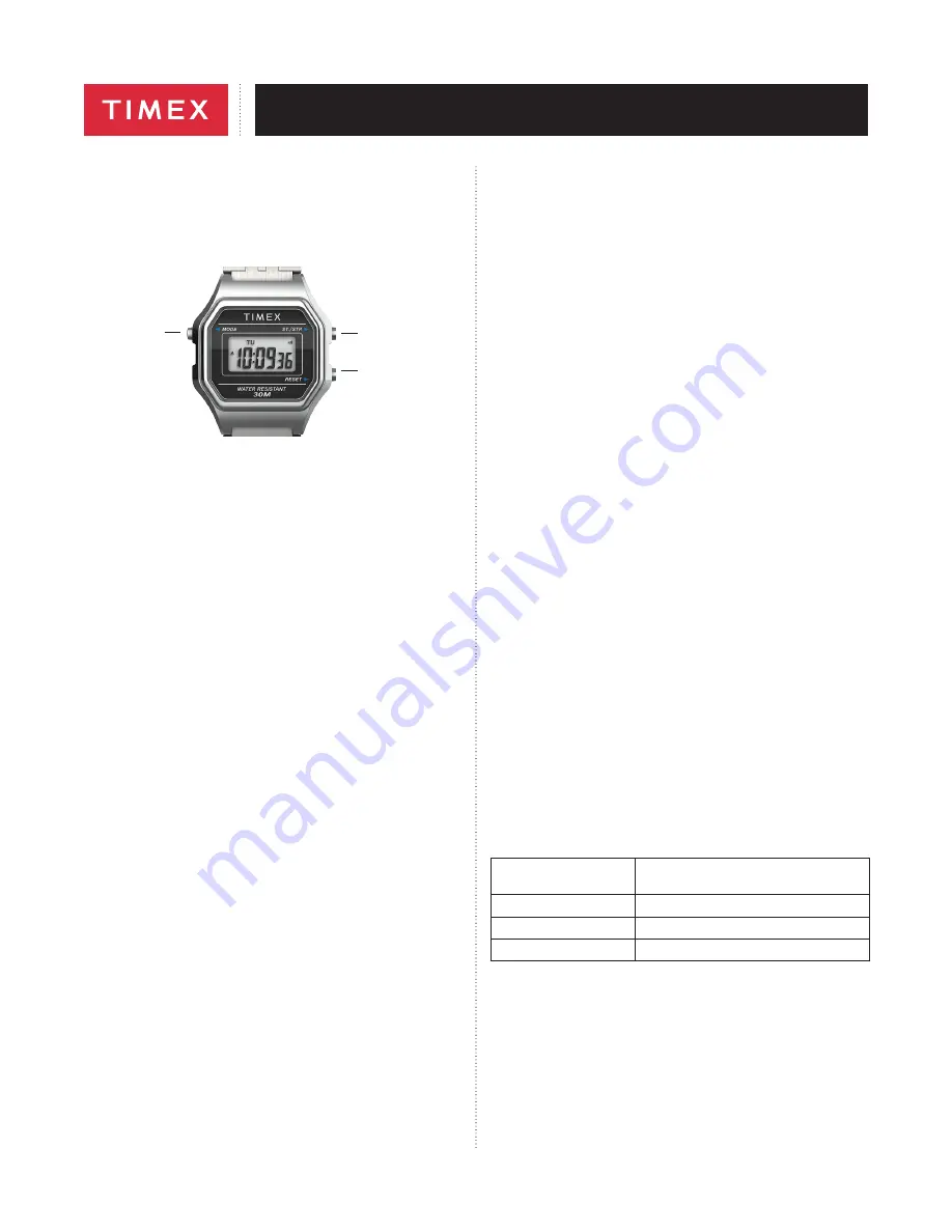 Timex Mini Digital User Manual Download Page 4