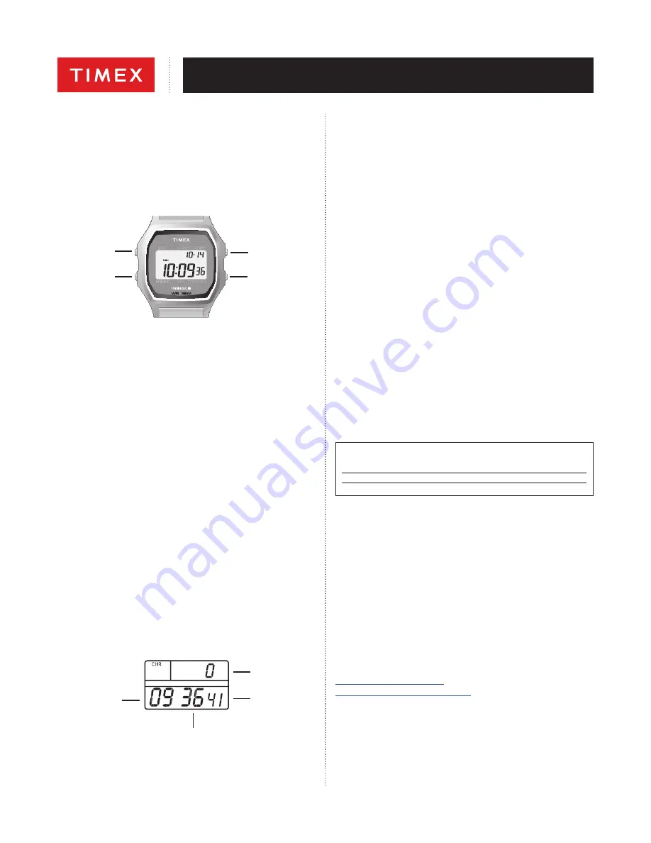 Timex RETRO DIGITAL User Manual Download Page 4