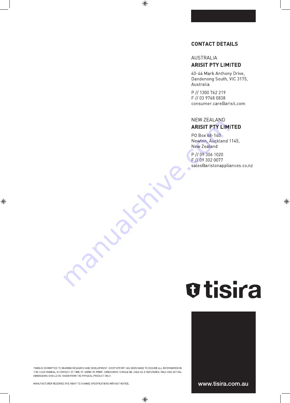 Tisira TCT61 User Manual Download Page 16