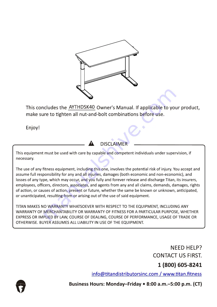 Titan Fitness 403068 Owner'S Manual Download Page 12