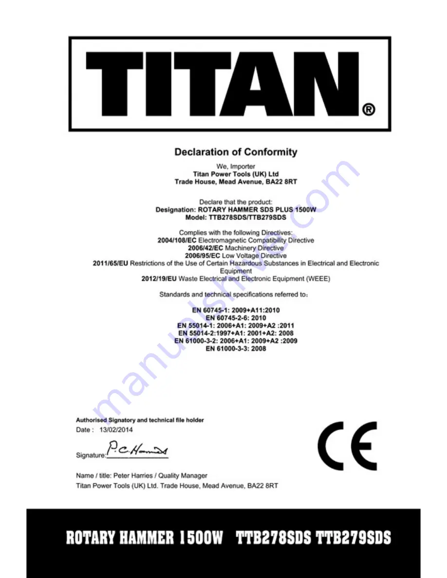 Titan TTB278SDS Safety And Operating Manual Download Page 18