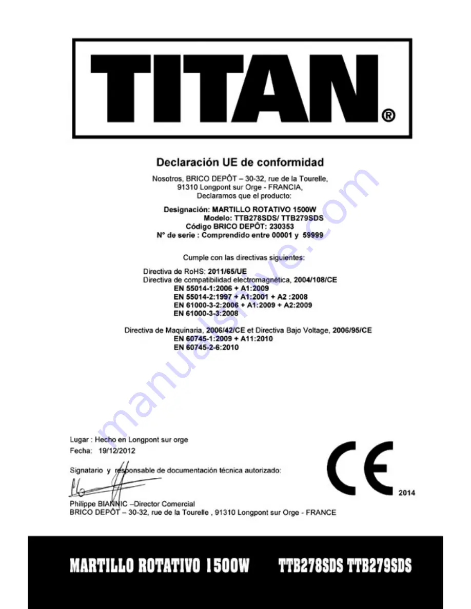 Titan TTB278SDS Safety And Operating Manual Download Page 50