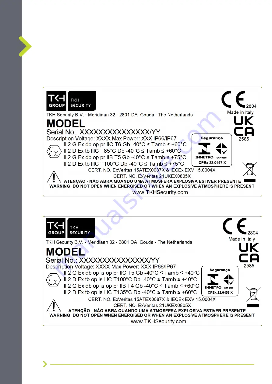 TKH security Siqura Ex d 316L Fixed Скачать руководство пользователя страница 36