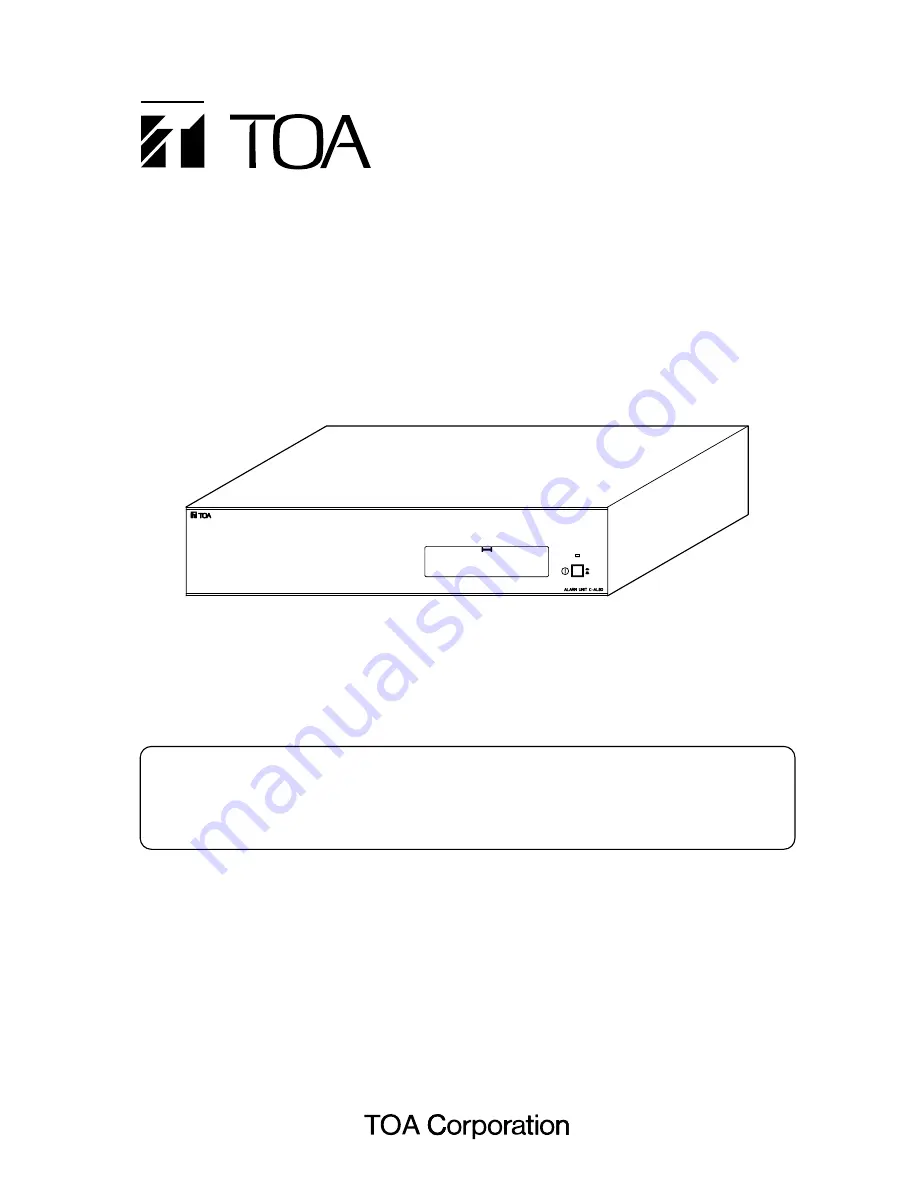 Toa ALARM INPUT UNIT C-AL80(H) Instruction Manual Download Page 1