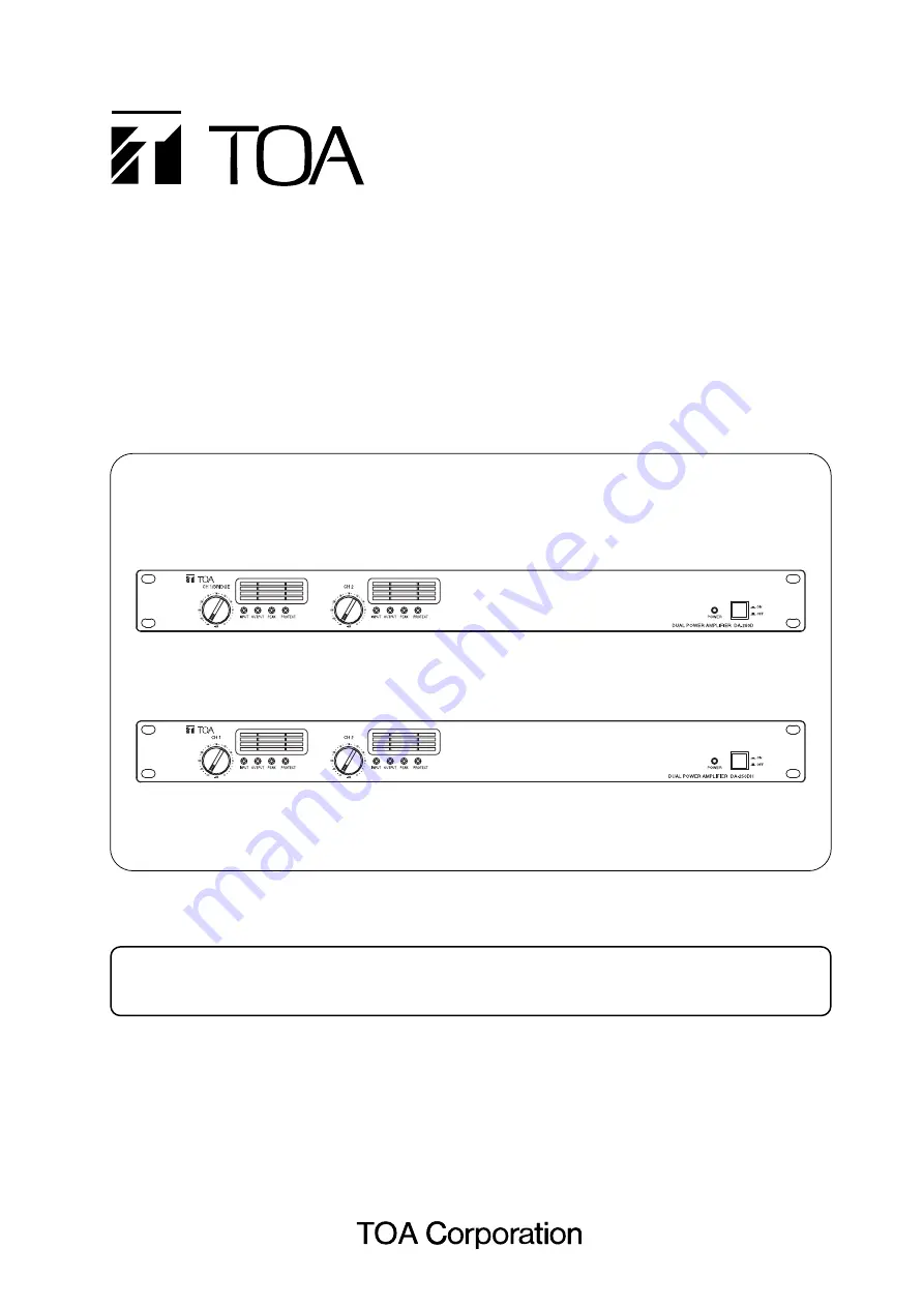 Toa DA-250D Operating Instructions Manual Download Page 1