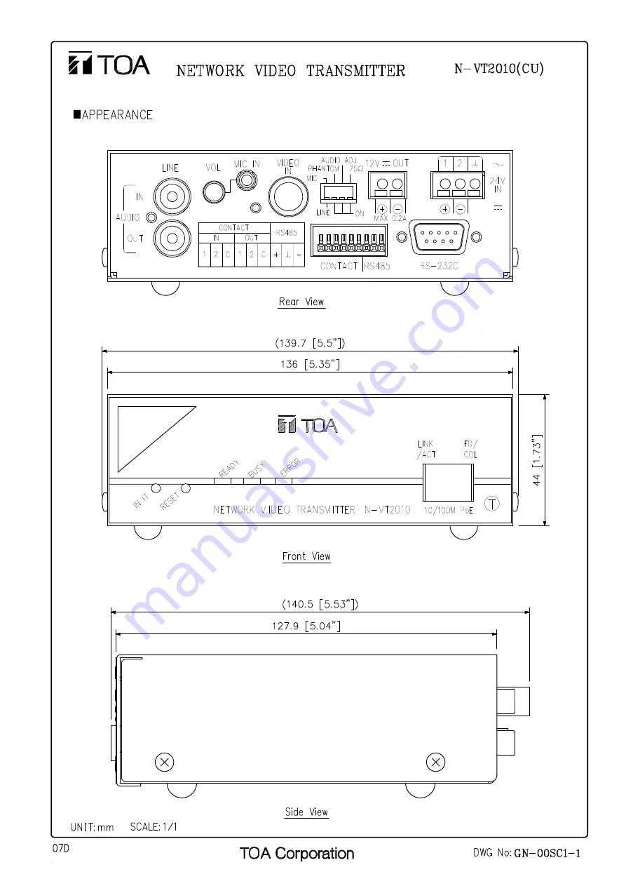 Toa Netcansee N-VT2010 Specifications Download Page 2