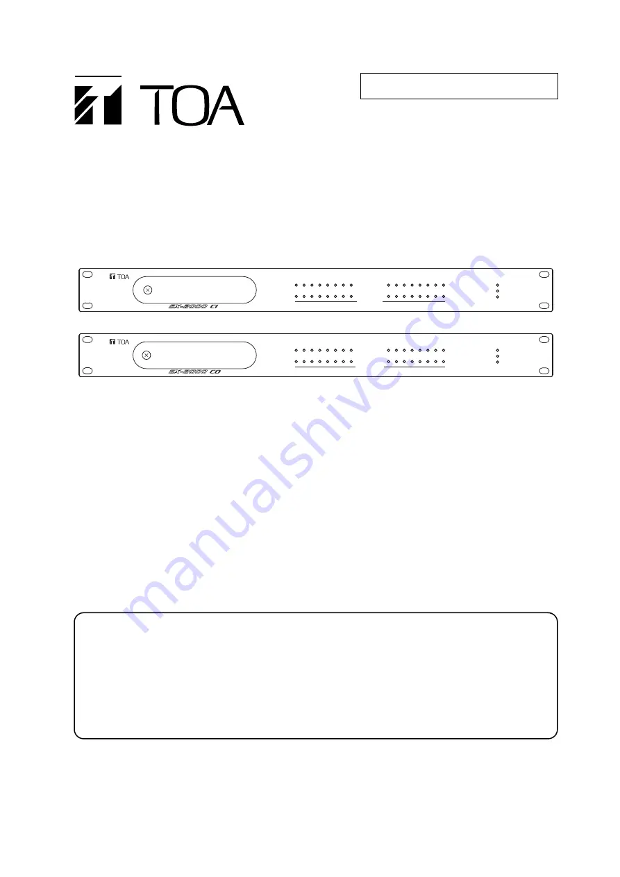 Toa SX-2000CI Скачать руководство пользователя страница 1