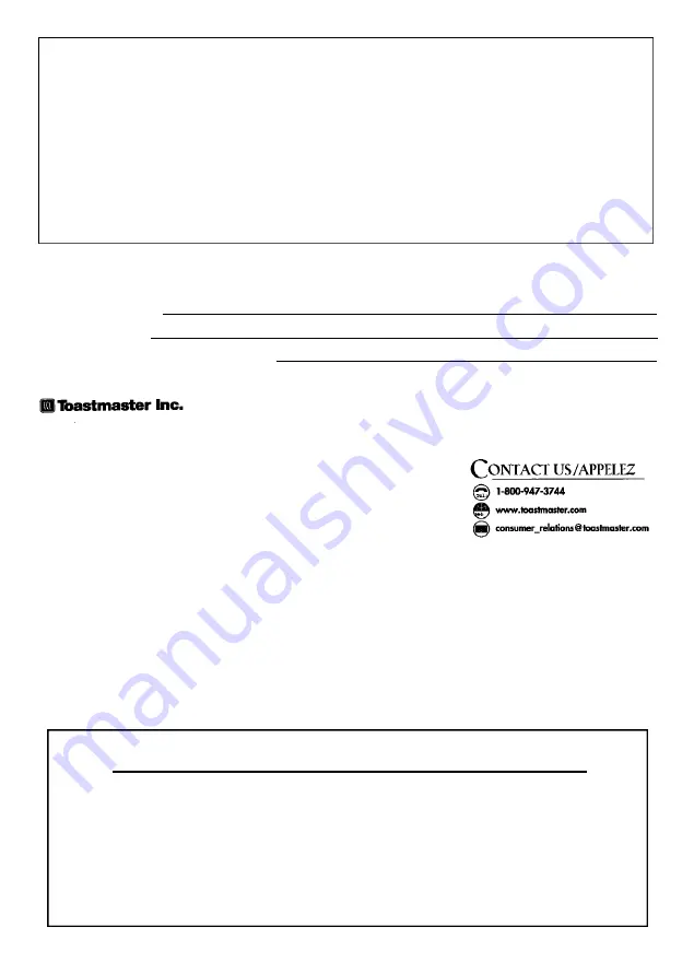 Toastmaster Global Design 815U Use And Care Manual Download Page 16