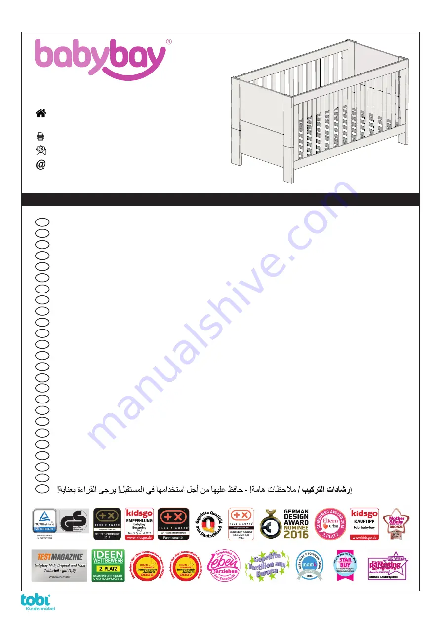 Tobi Kindermöbel babybay All in One 402102 Assembly Instructions Manual Download Page 1