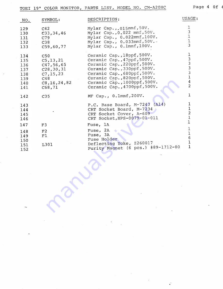 Toei CM-A20HC Specifications Download Page 5