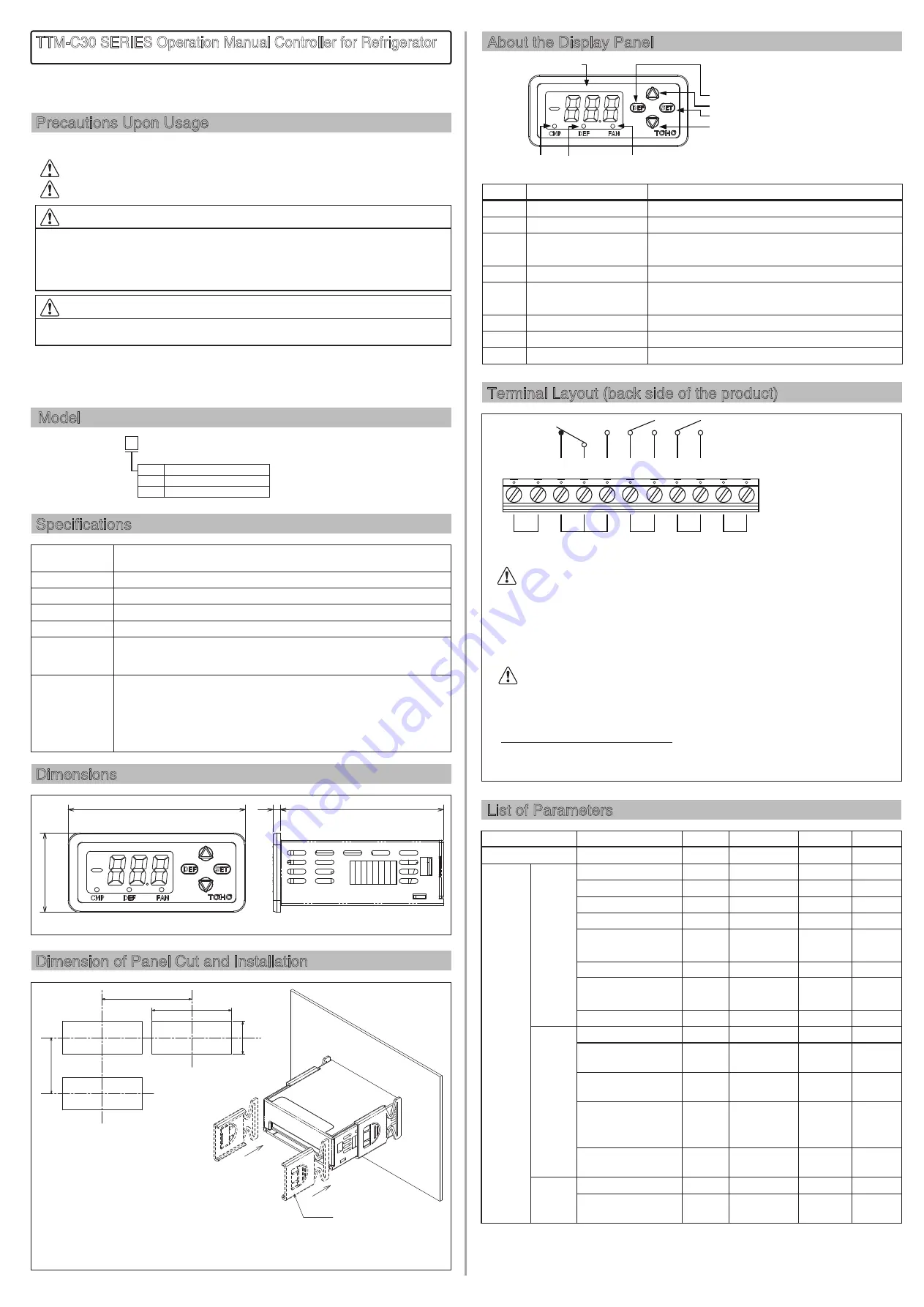 TOHO TTM-C30 Series Operation Manual Download Page 1