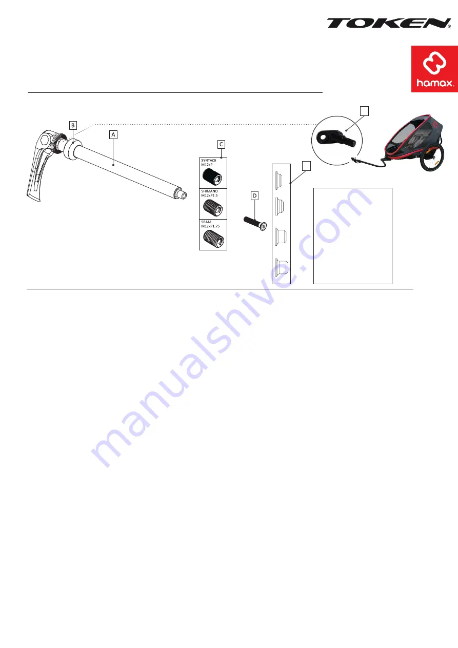 Token Hamax Hitch Adapter for 12 mm Thru Axle Скачать руководство пользователя страница 3