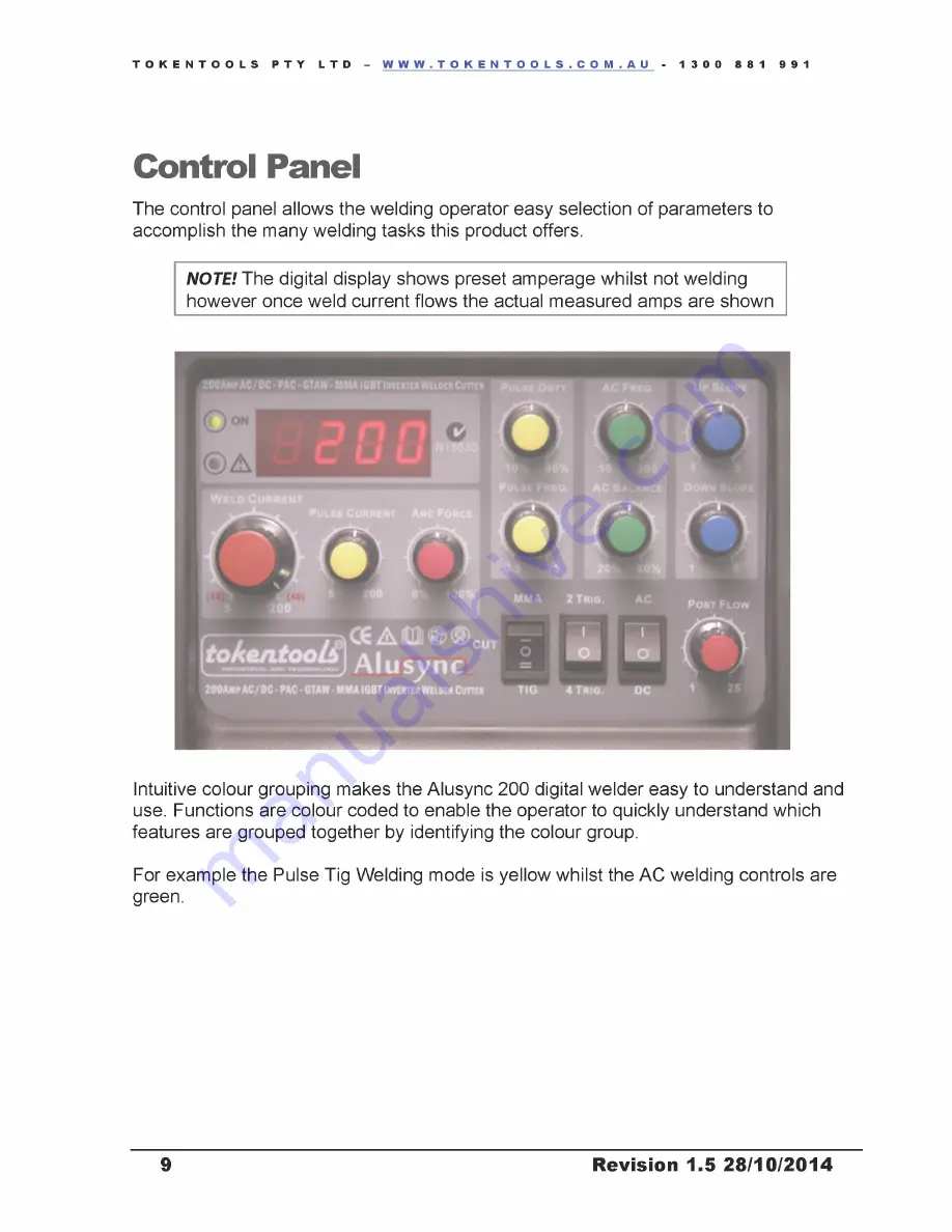 Tokentools Alusync 200 ACDC IGBT GTAW Instruction Manual Download Page 10