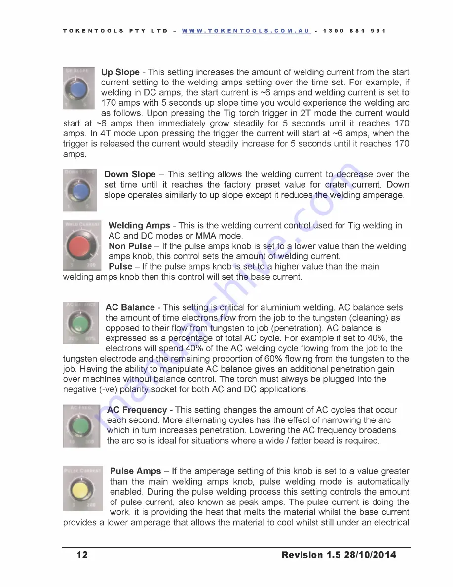 Tokentools Alusync 200 ACDC IGBT GTAW Instruction Manual Download Page 13