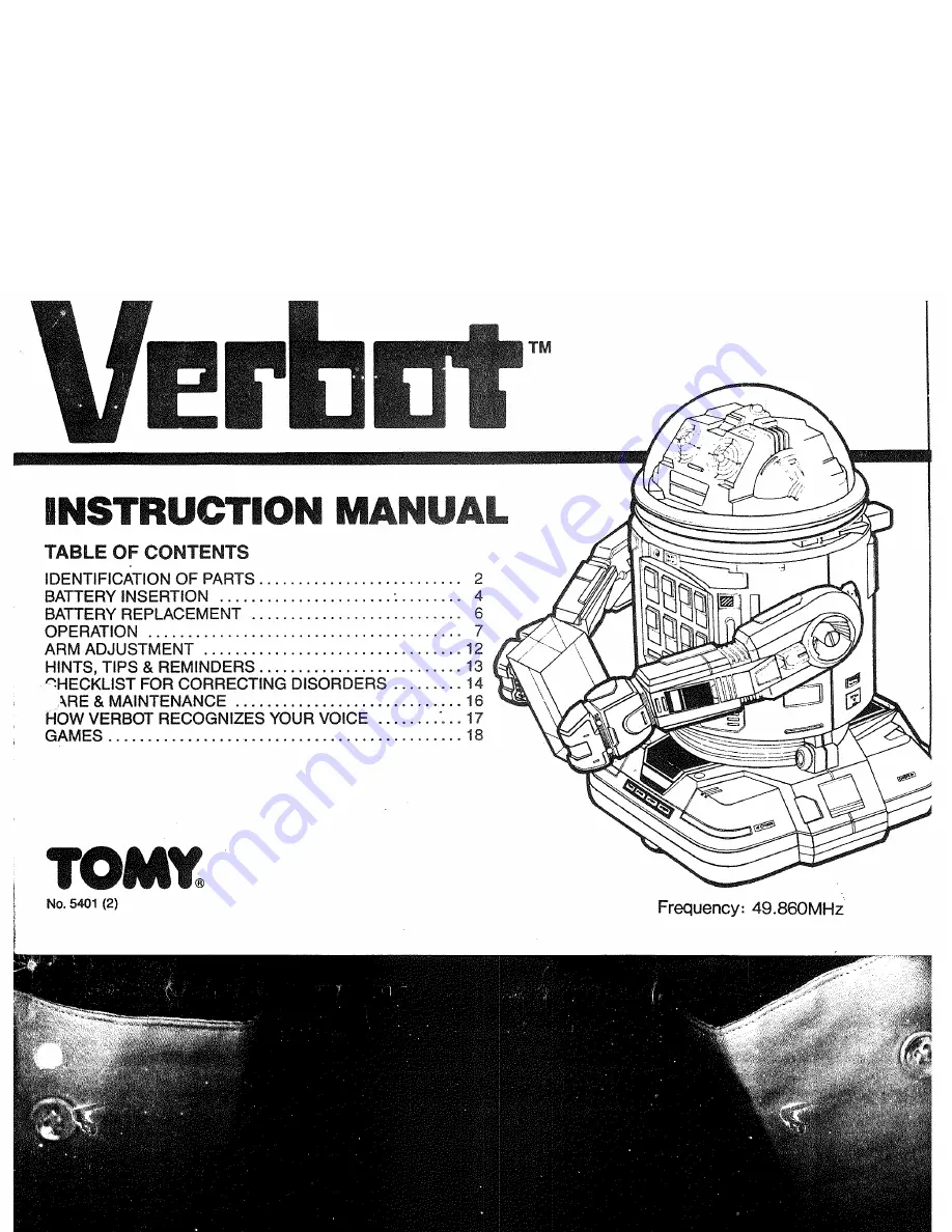 Tomy Verbot Скачать руководство пользователя страница 1