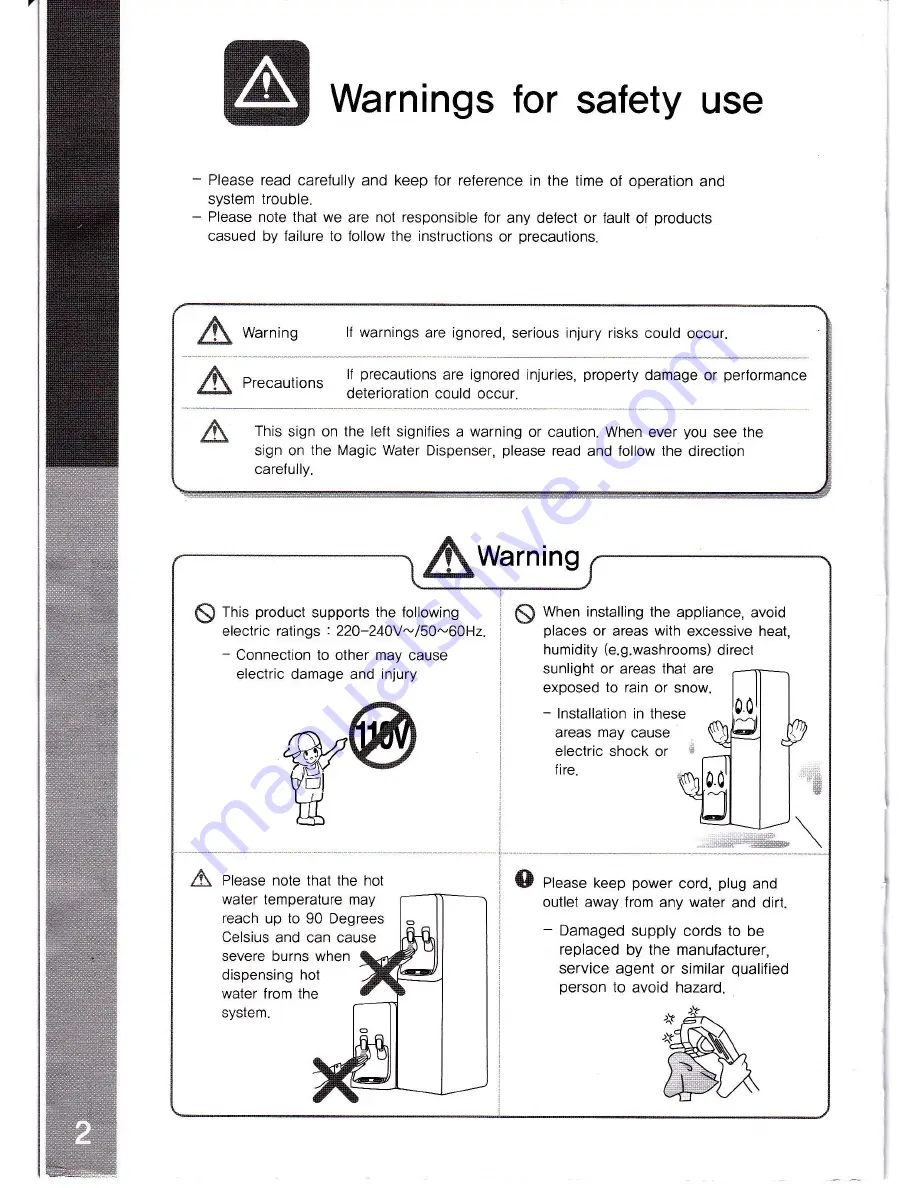 Tong Yang WPU-8900C/F Safety Instruction Download Page 2