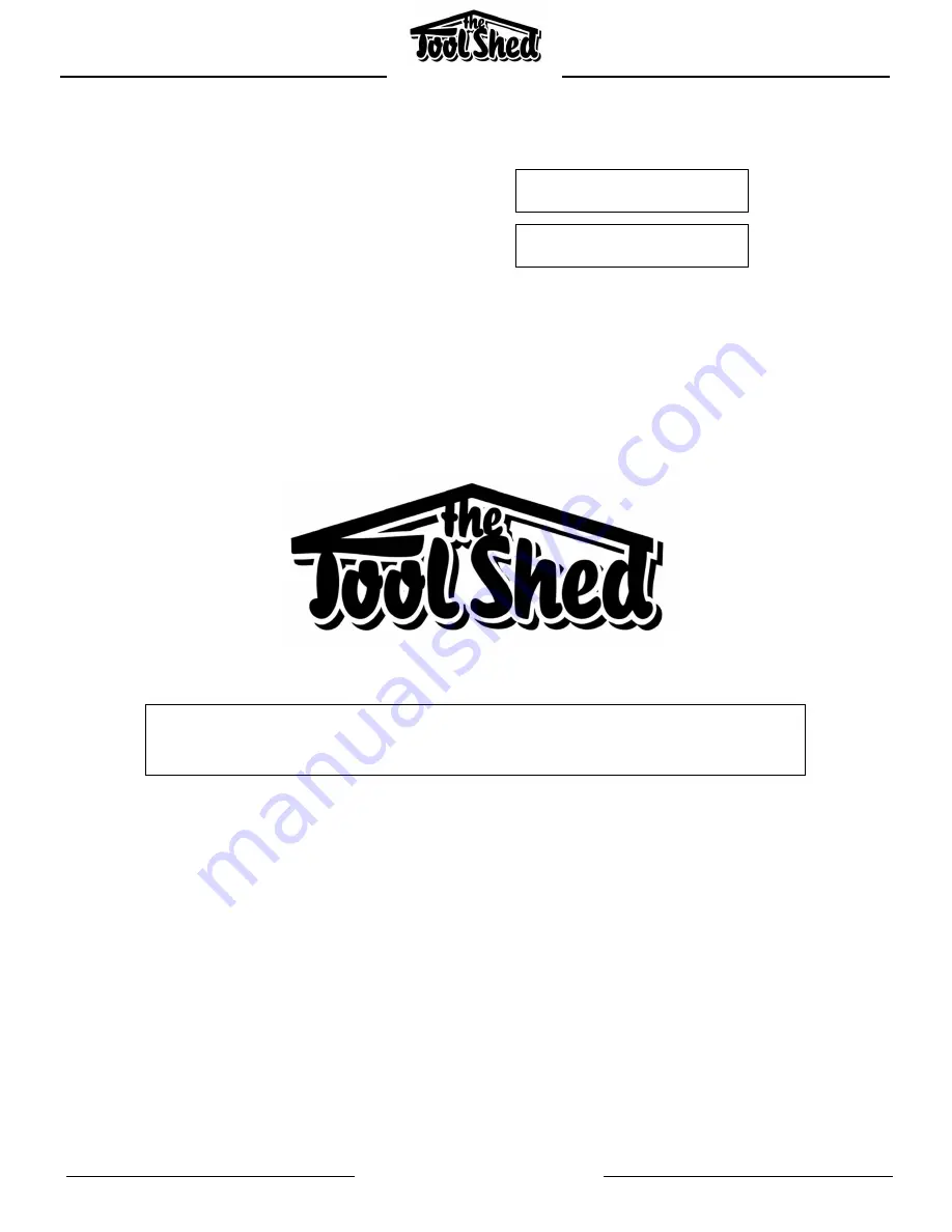 Tool Shed TSP55 Operation Manual Download Page 2