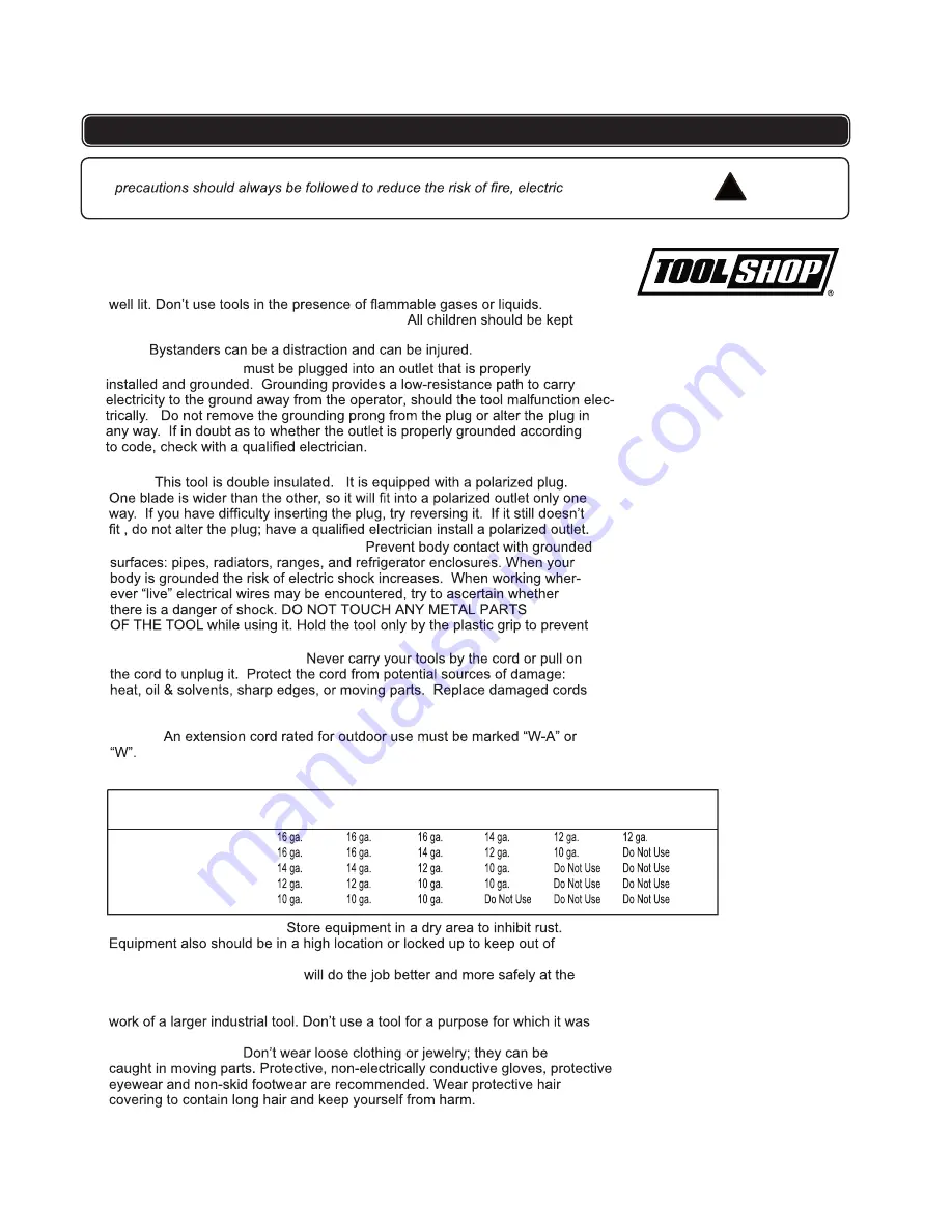 Tool Shop 240-2081 Скачать руководство пользователя страница 2