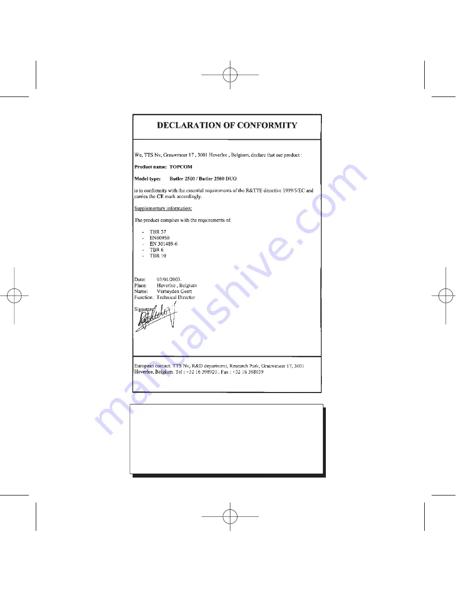 Topcom BABY VIEWER 2500 Operating Manual Download Page 2