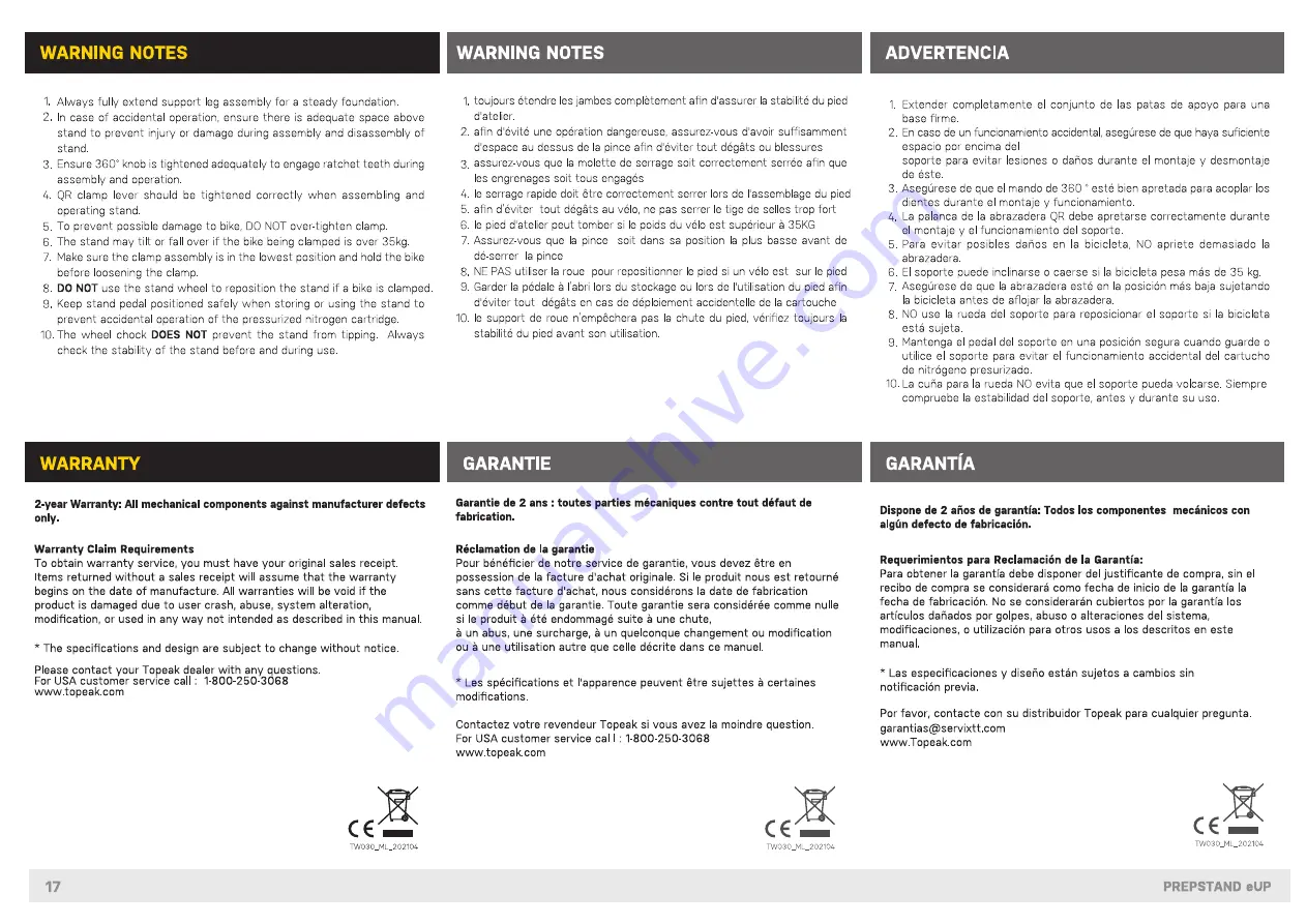 Topeak 15900055 User Manual Download Page 18