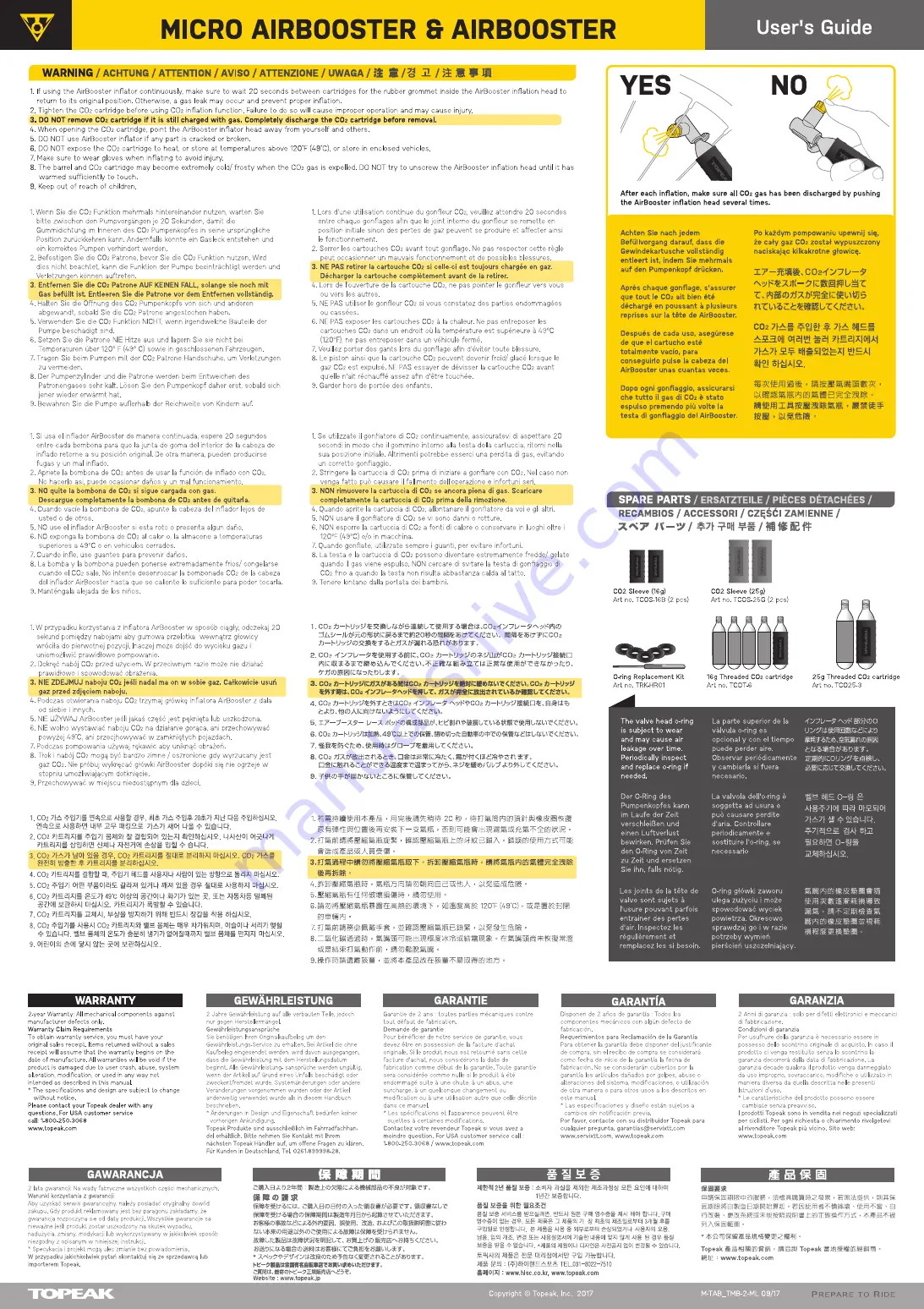 Topeak CO2 INFLATOR Series User Manual Download Page 5