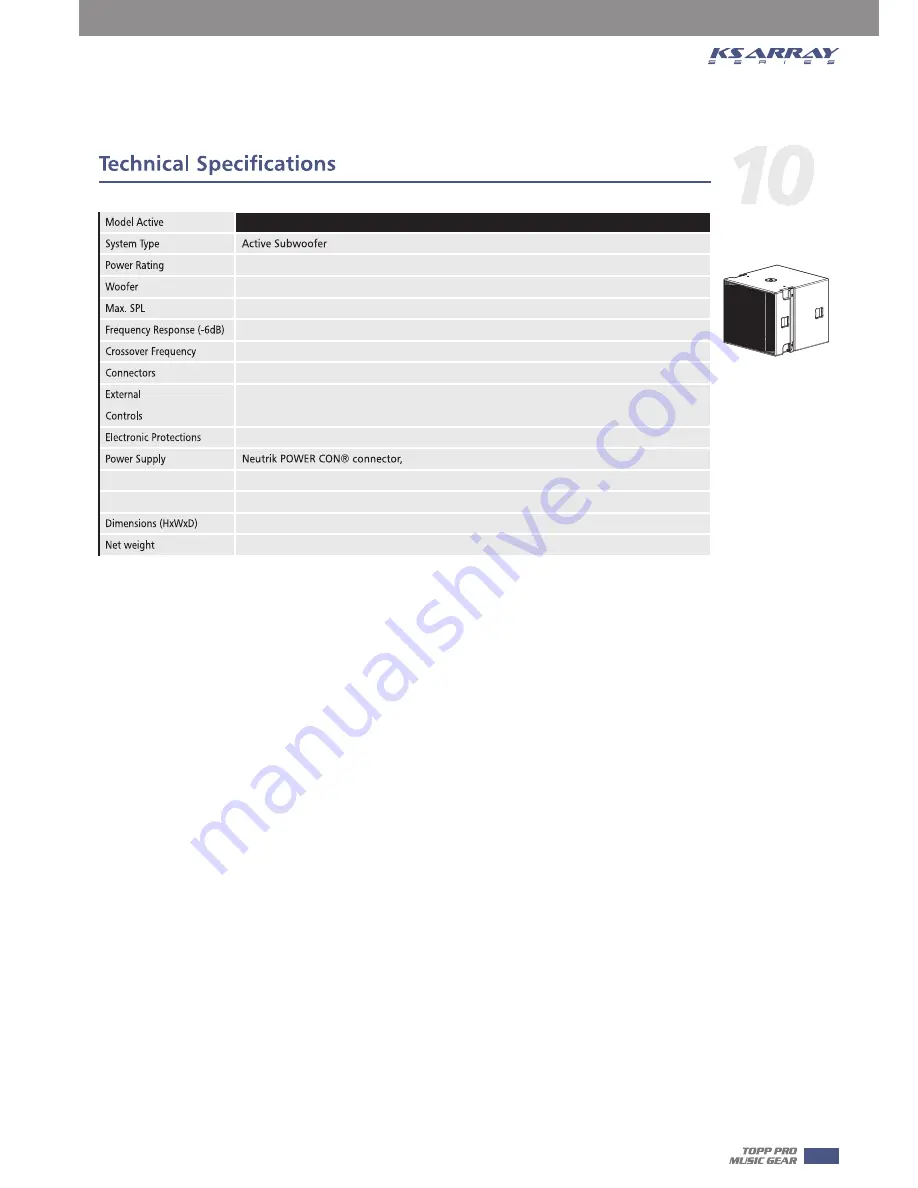 Topp Music Gear KS 218A SUB User Manual Download Page 17