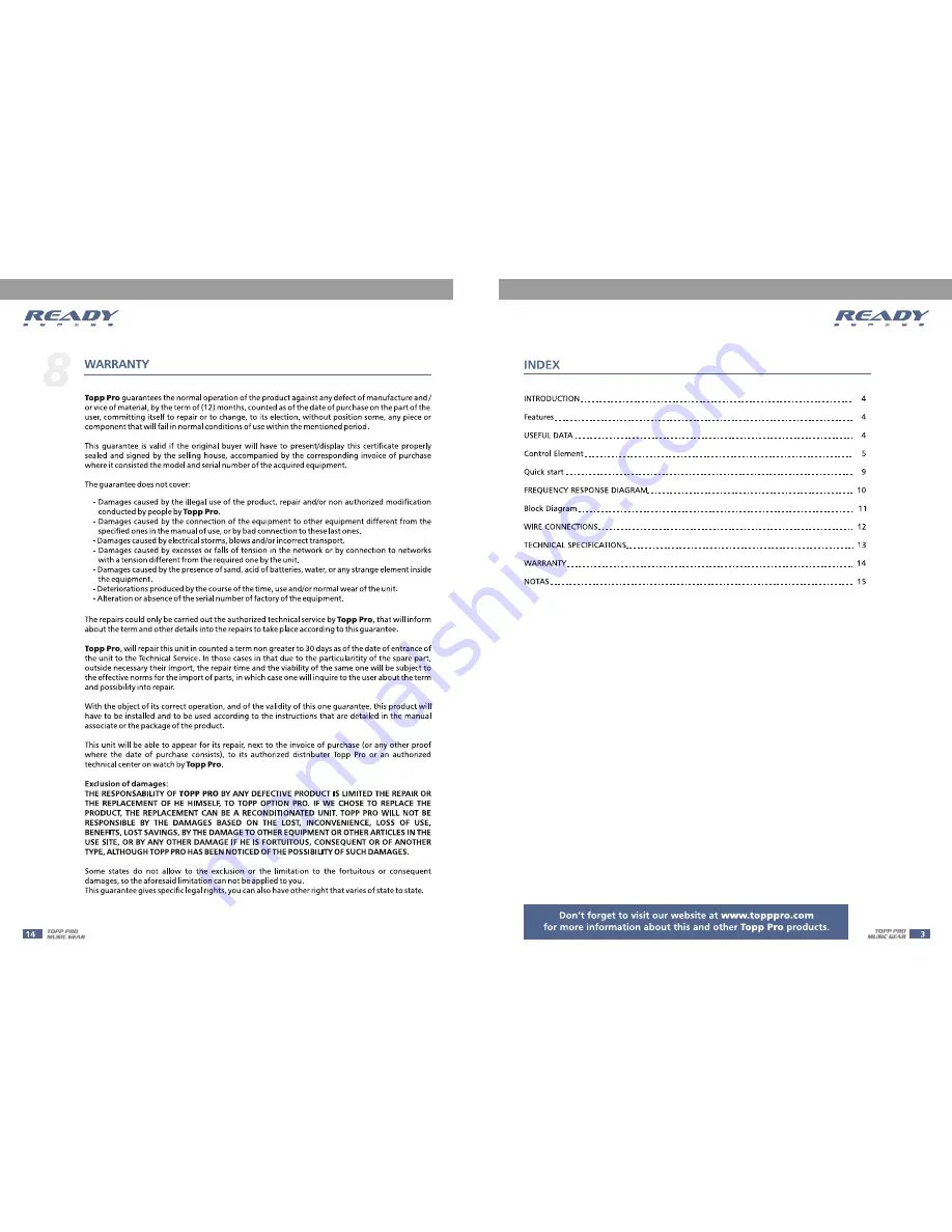 Topp Music Gear Ready 12 User Manual Download Page 3