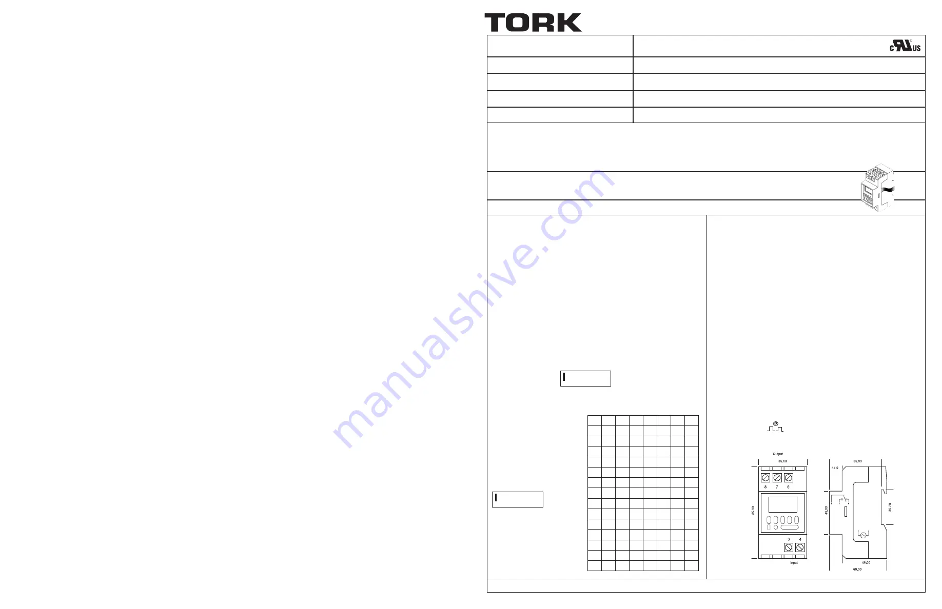 Tork DIN100B Quick Start Manual Download Page 1