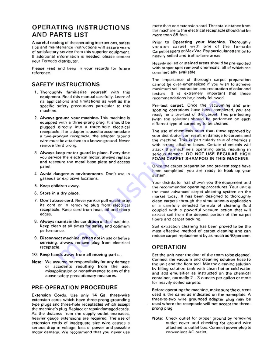 Tornado 98172 Operation And Illustrated Parts Manual Download Page 7