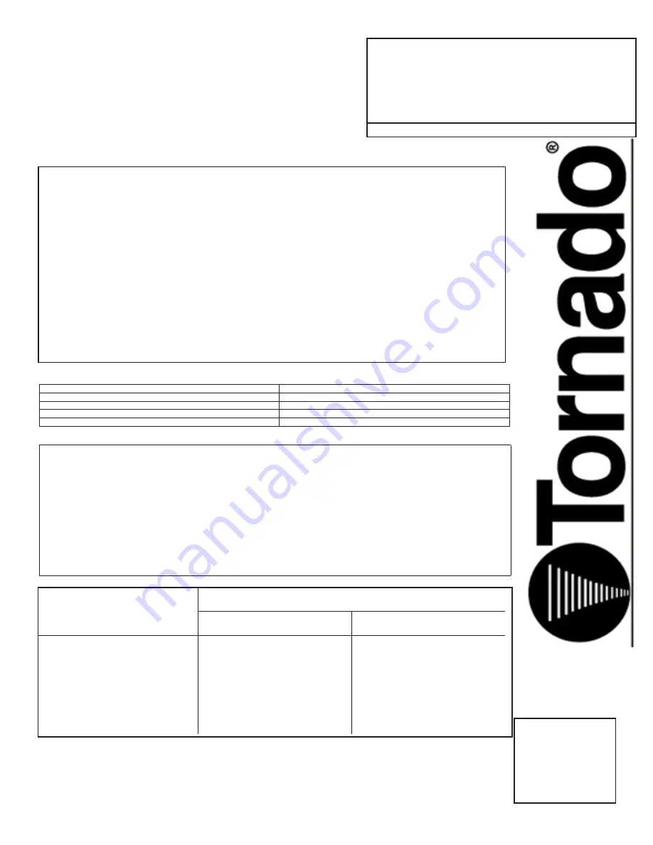 Tornado 99617 Operation & Maintenance Manual Download Page 15