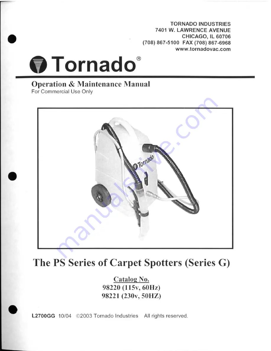 Tornado PS Series 98220 Скачать руководство пользователя страница 1