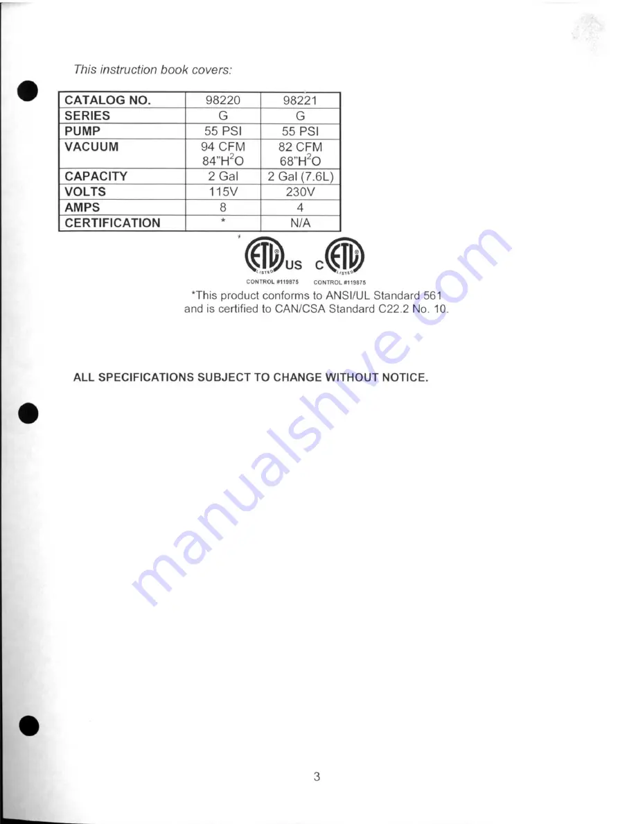 Tornado PS Series 98220 Скачать руководство пользователя страница 3