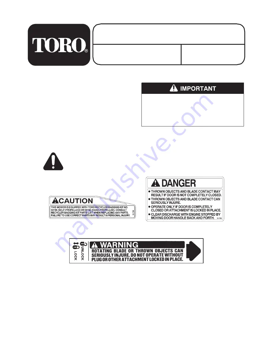 Toro 59192 Installation Instructions Manual Download Page 1