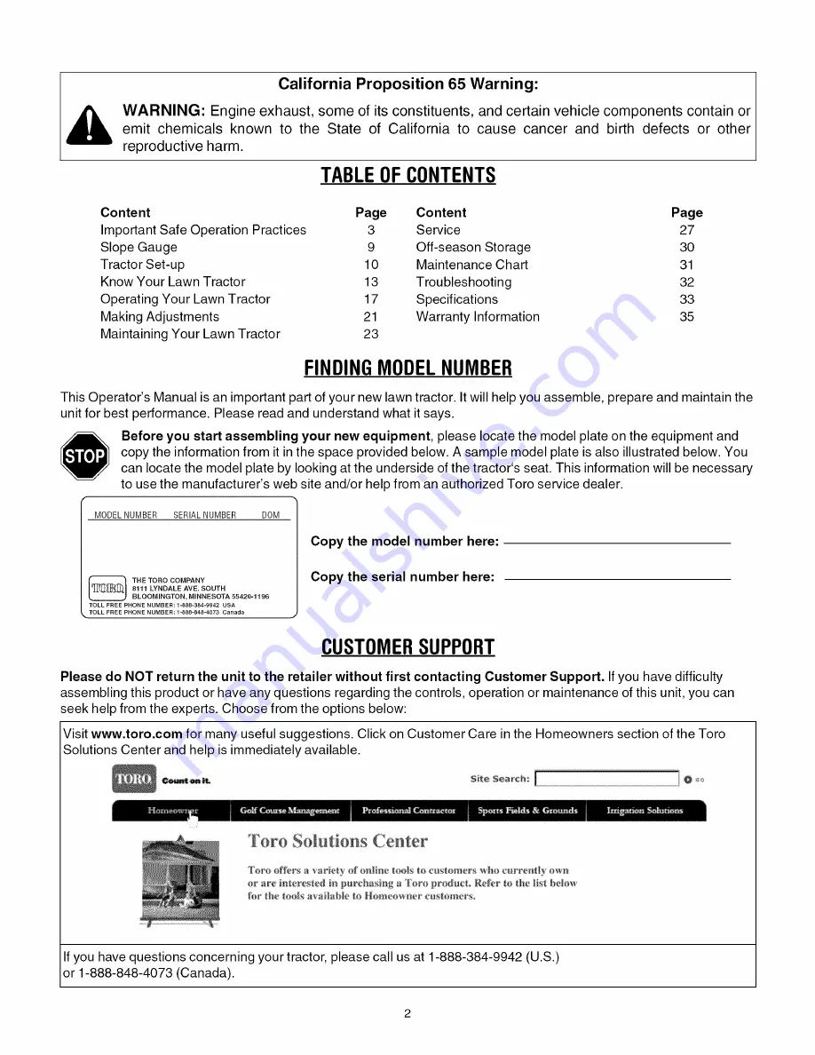 Toro LX466 13AT61RH044 Operator'S Manual Download Page 2