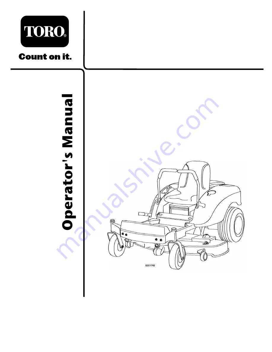 Toro TimeCutter Z480 Operator'S Manual Download Page 1