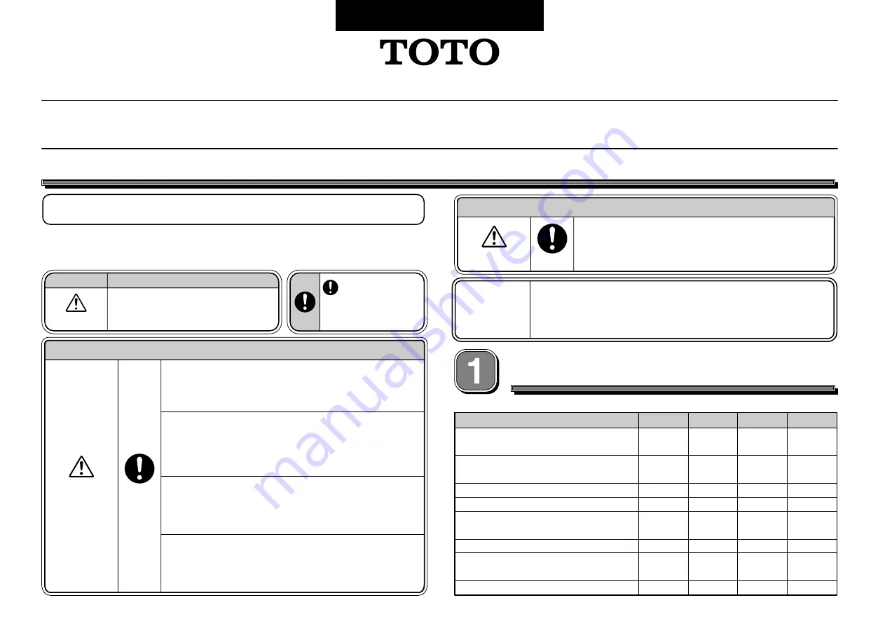 Toto YH87S Installation Manual Download Page 1