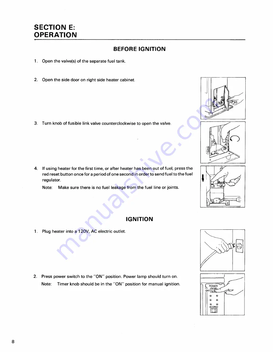 Toyostove FF-50 Instalation And Operation Instructions Download Page 8