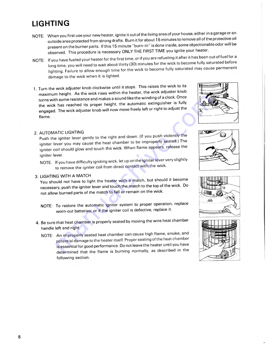 Toyostove SC-200B Operation And Maintenance Instructions Download Page 9