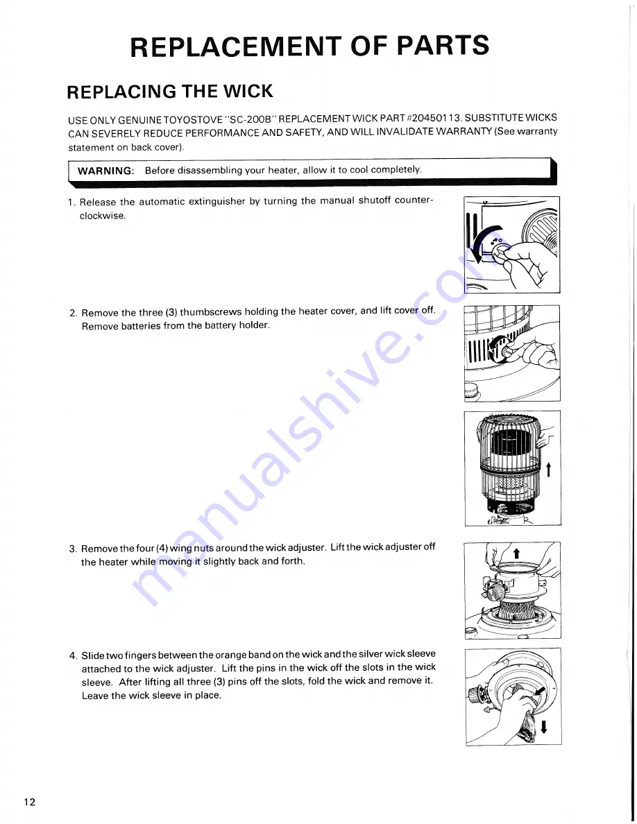 Toyostove SC-200B Operation And Maintenance Instructions Download Page 13