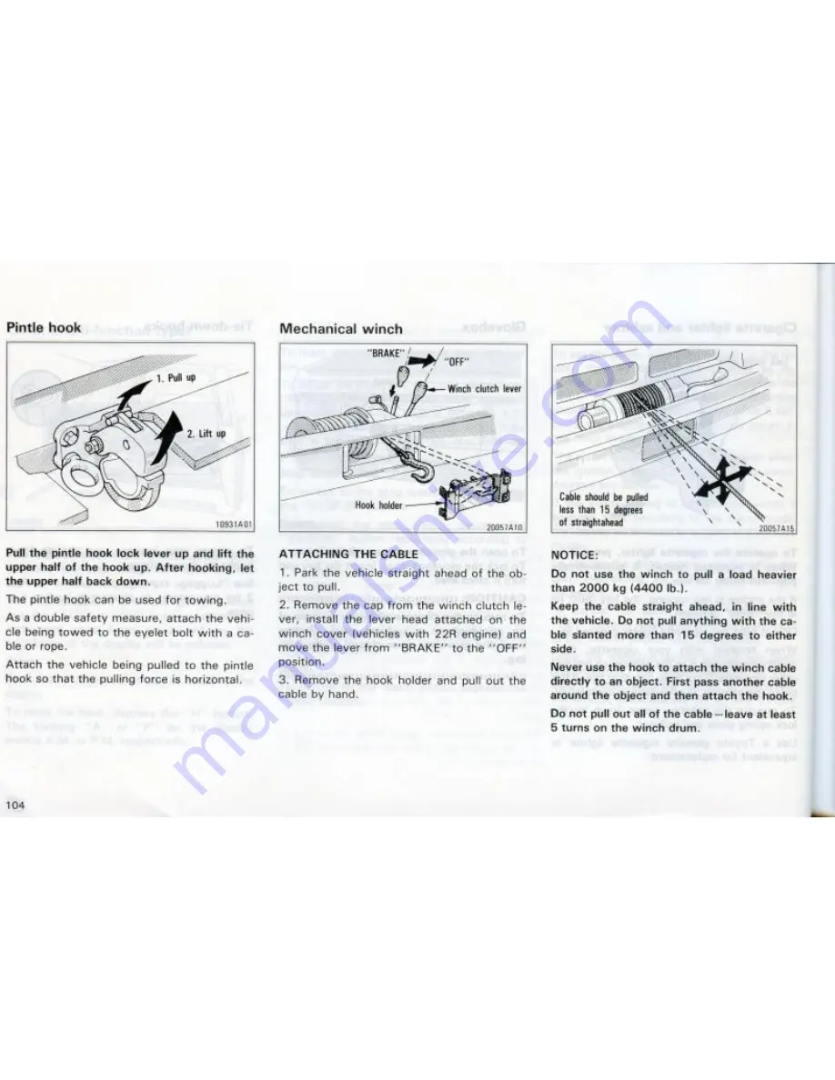 Toyota 1991 Land Cruiser 70 Series Owner'S Manual Download Page 103