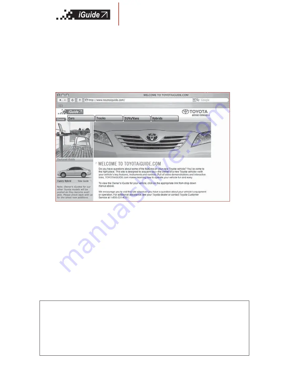 Toyota 2008 Camry Hybrid Owner'S Manual Download Page 2