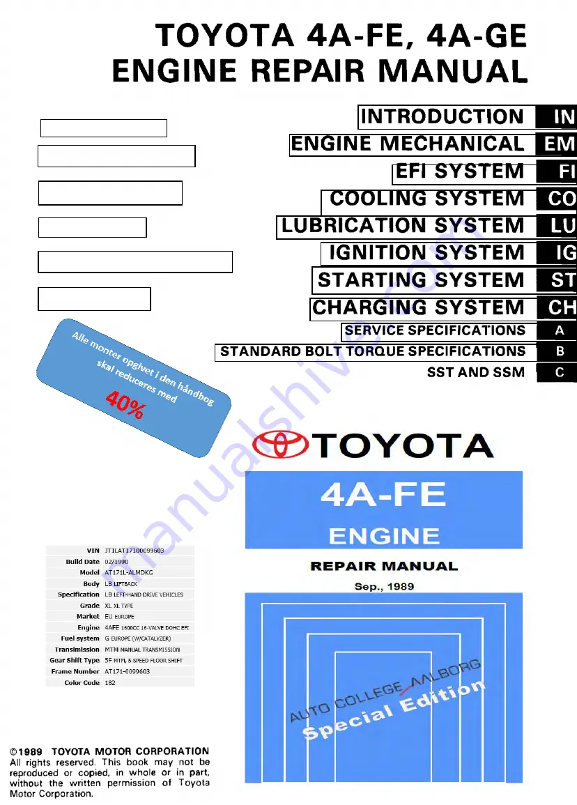 Toyota 4A-FE Скачать руководство пользователя страница 1