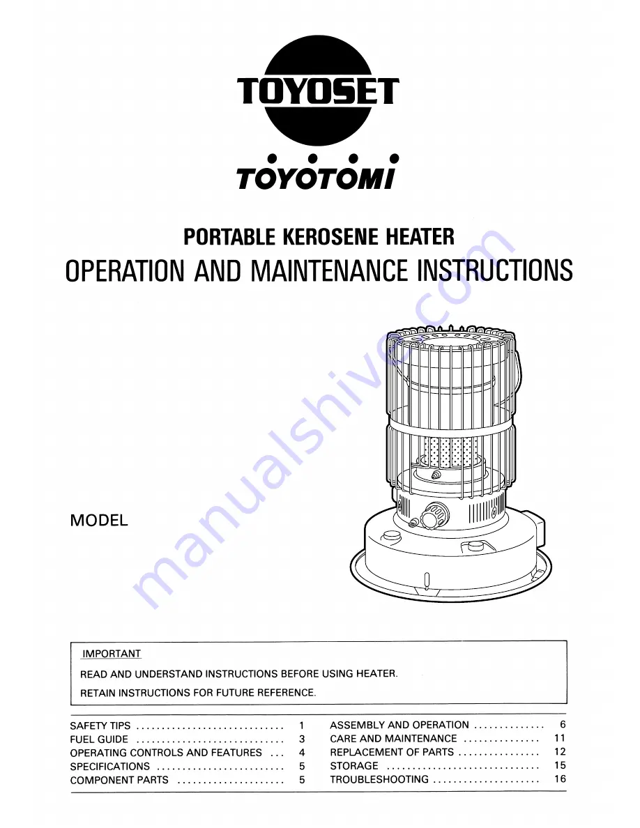 Toyotomi DC-100C Operation And Maintenance Instructions Download Page 1