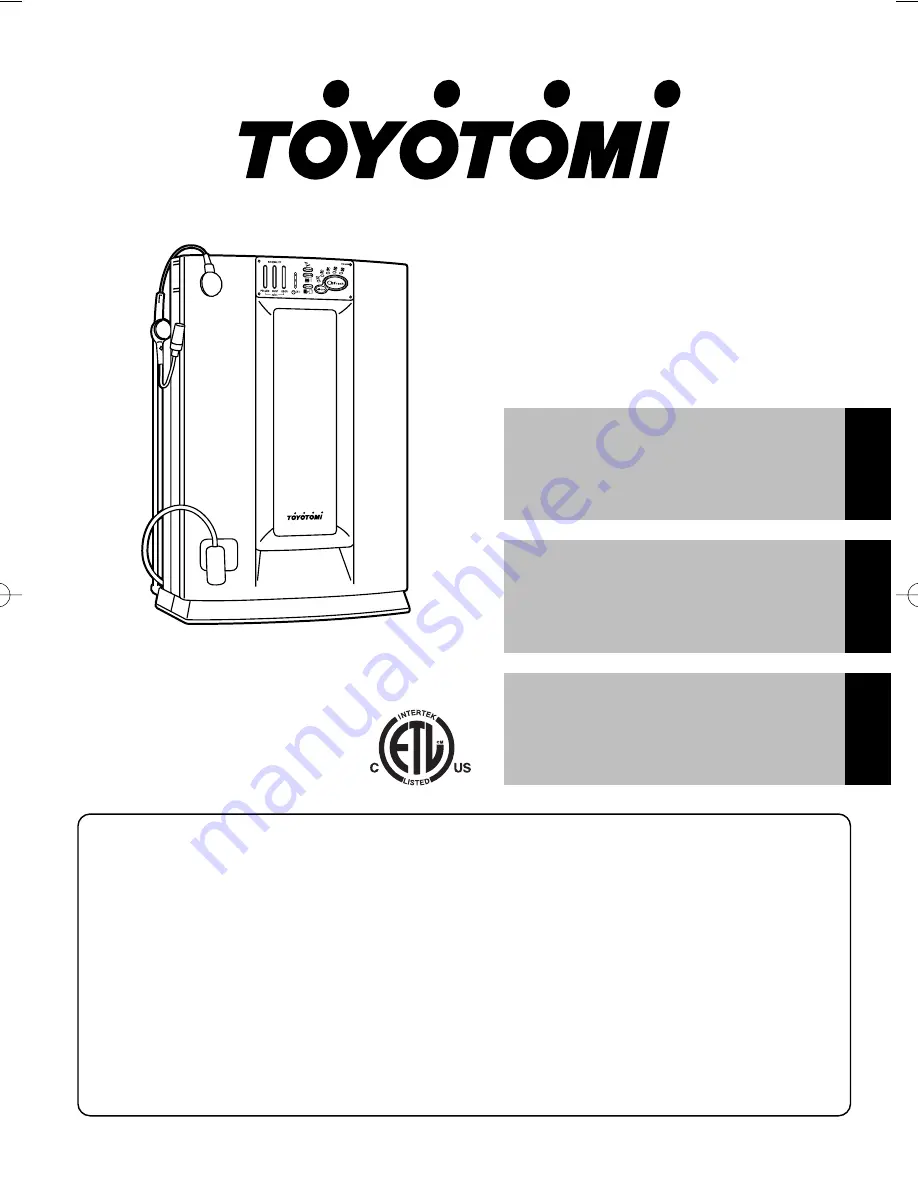 Toyotomi ETK-S50DX Скачать руководство пользователя страница 1