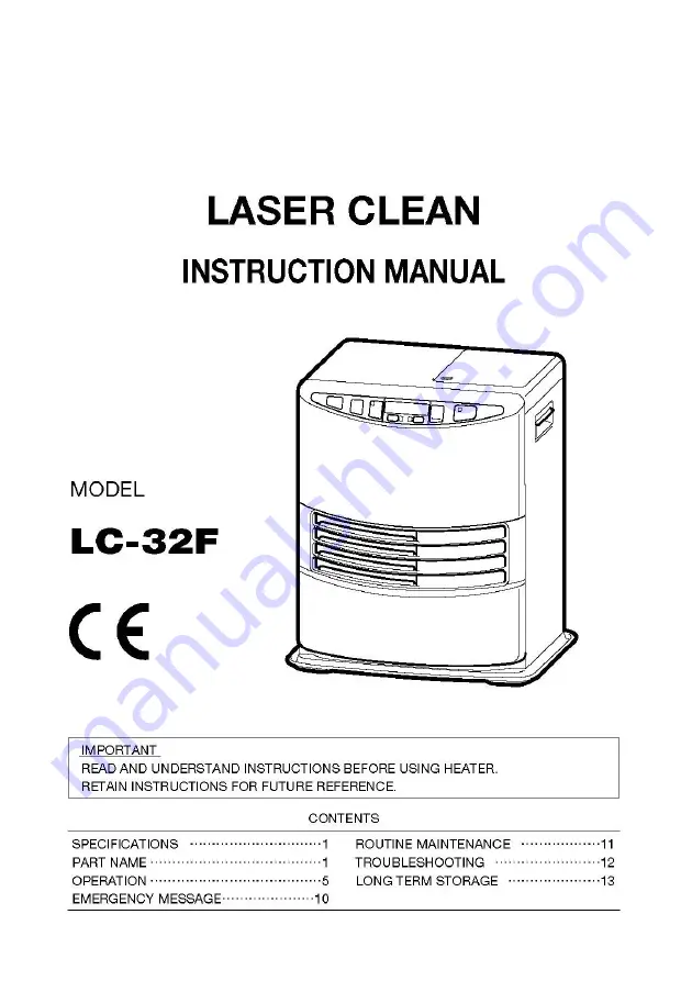 Toyotomi Laser Clean LC-32F Instruction Manual Download Page 1