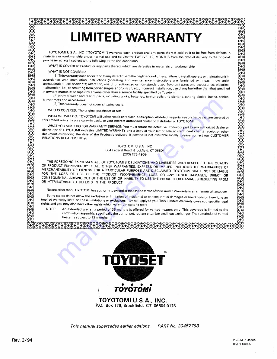 Toyotomi Omni 230 Type C Скачать руководство пользователя страница 21